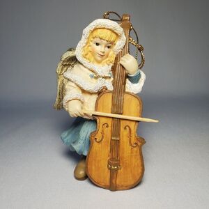 Angel Playing Cello Bass Music Ornament Figurine Vintage